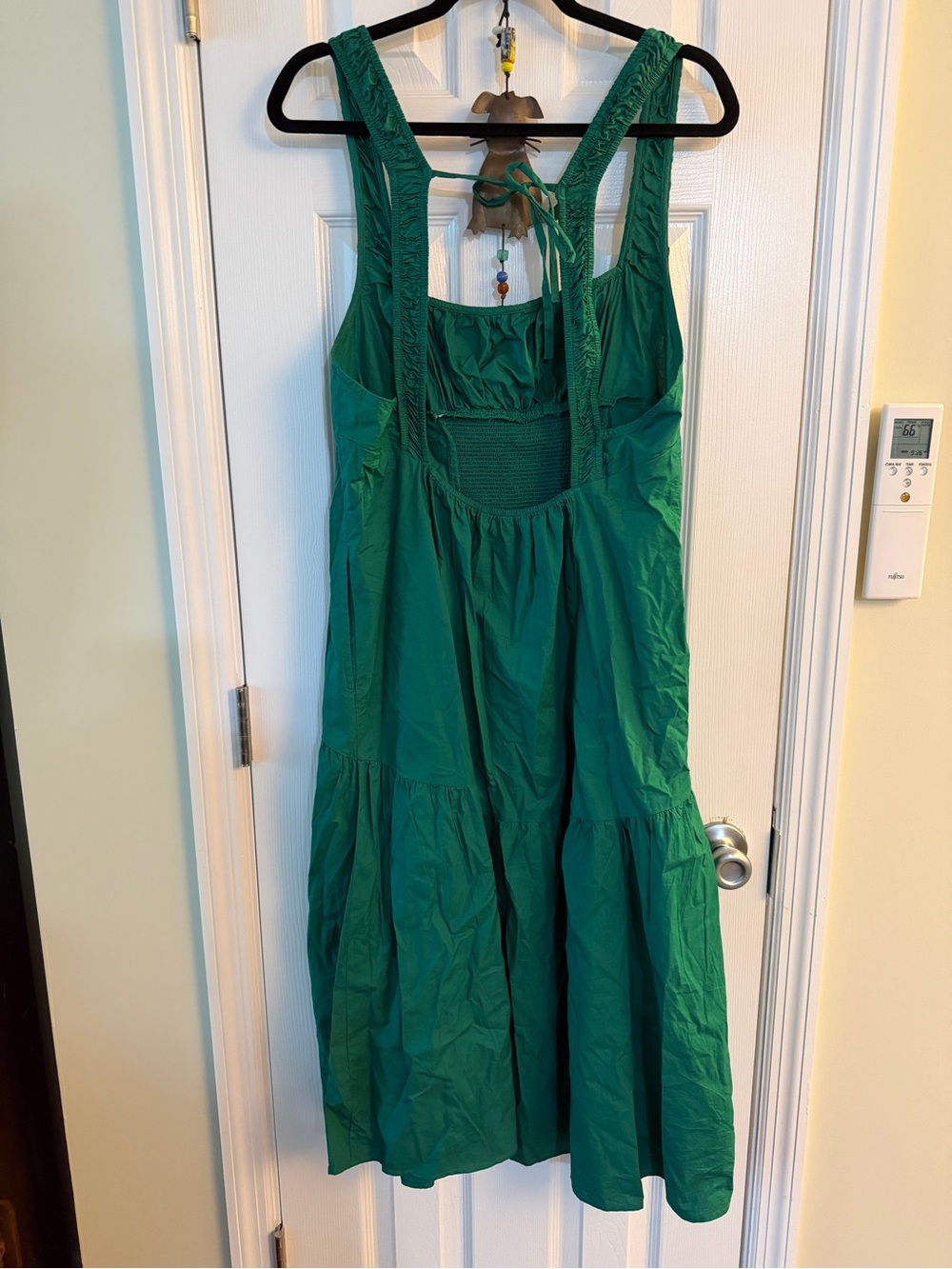 Anthropologie Green Smocked Tank Midi Dress - Picture 3 of 5